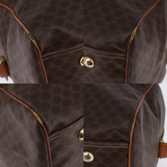 CELINE Macadam Canvas Boston Bag Pvc Leather Brown Gold - Picture 10 of 12